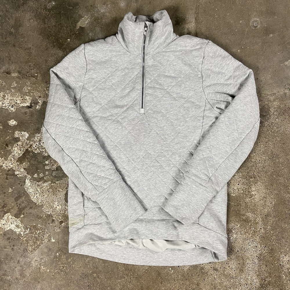 Lululemon 1/2 Zip Sweatshirt Women's Size Large Gray Quilted Pullover Active